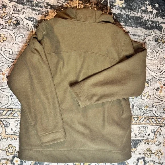 Aigle Olive Green Softshell Fleece-Lined Hooded Jacket Outdoor Zip-Up Men's XXL - Picture 8 of 8